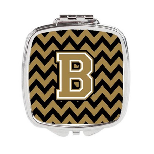 Carolines Treasures Letter B Chevron Black and Gold Compact Mirror, 3 x 0.3 x 2.75 in. CJ1050-BSCM